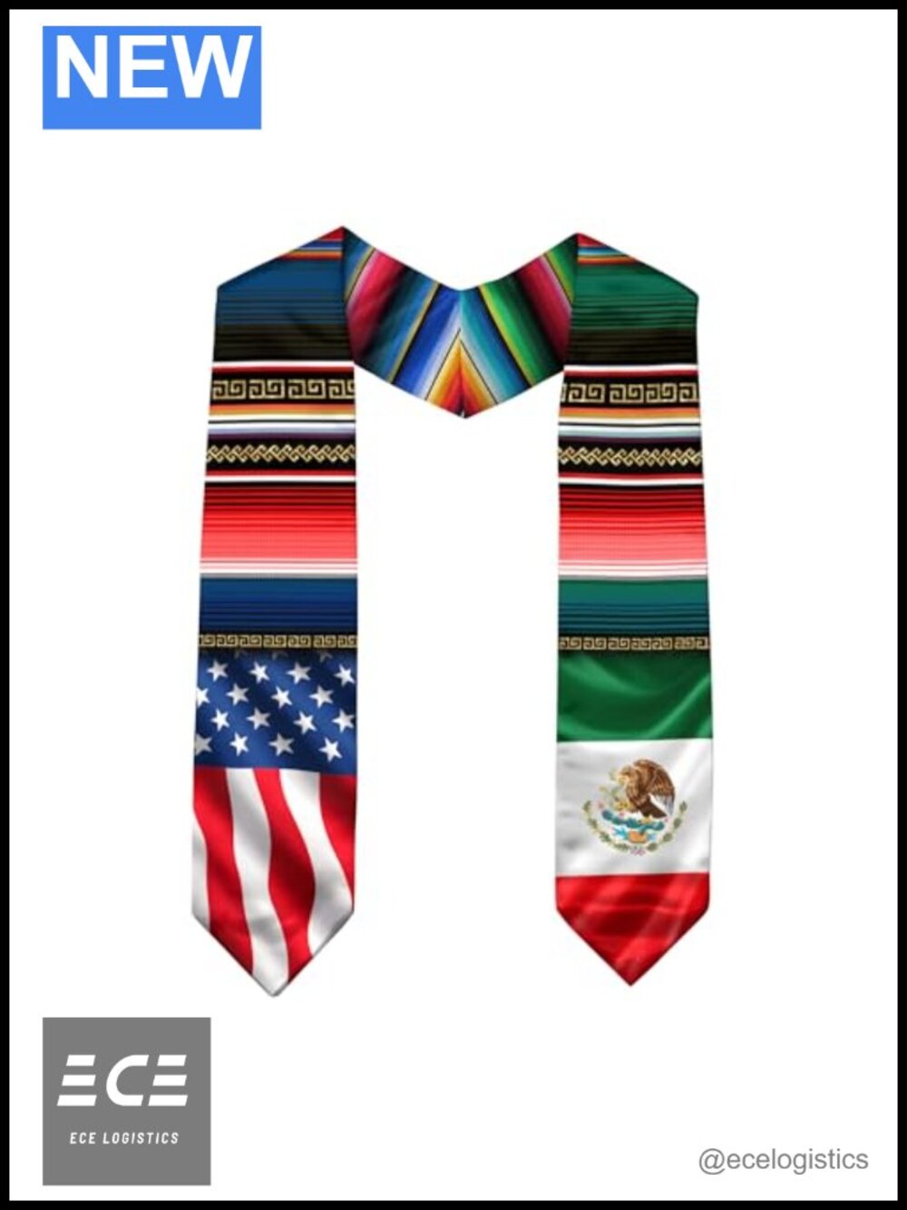 Graduation Stole Mexican American Class of 2026 Sash Polyester 36in